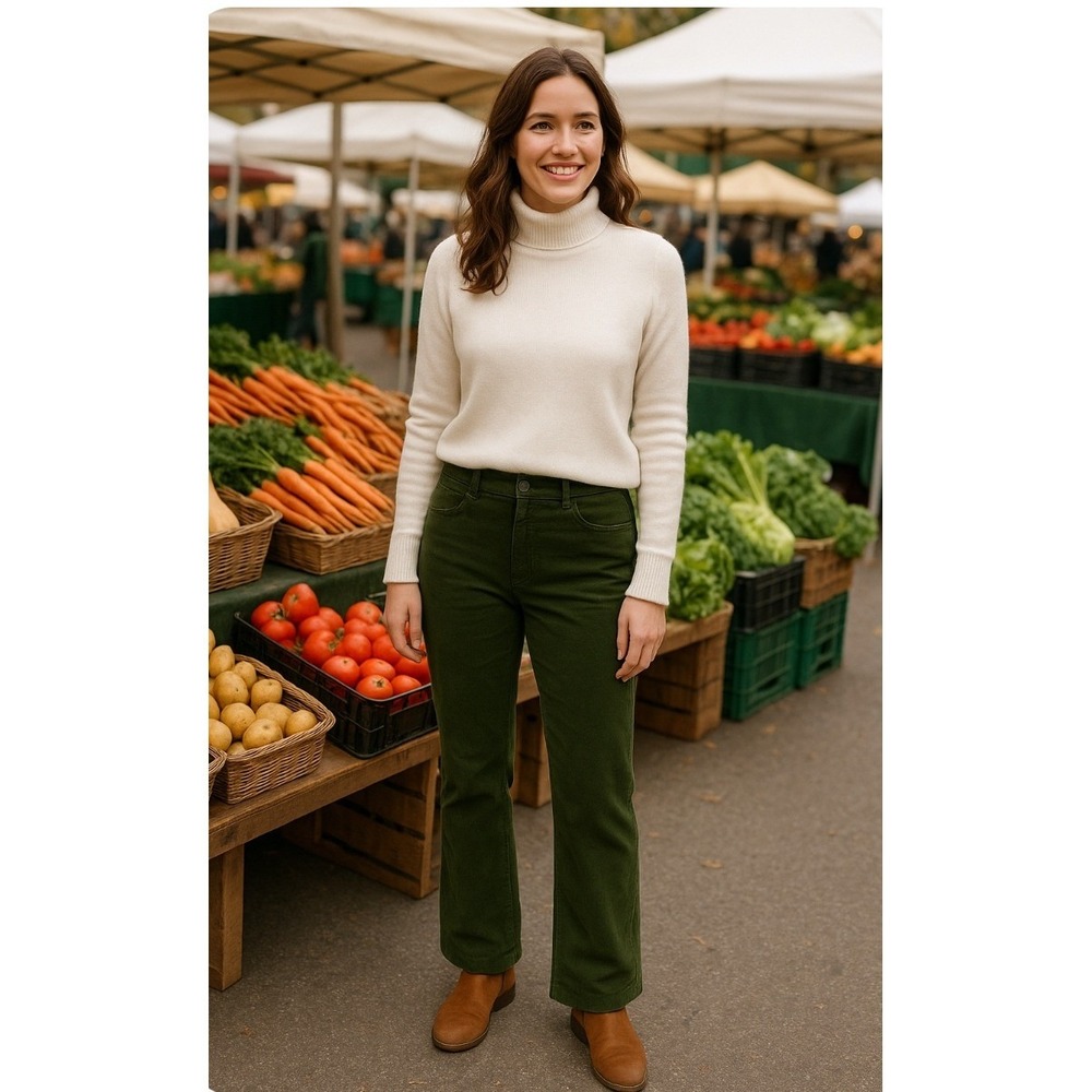 REI Women's Corduroy Pants HUNTER  Green Bootcut Flare Casual Outdoor Size 14